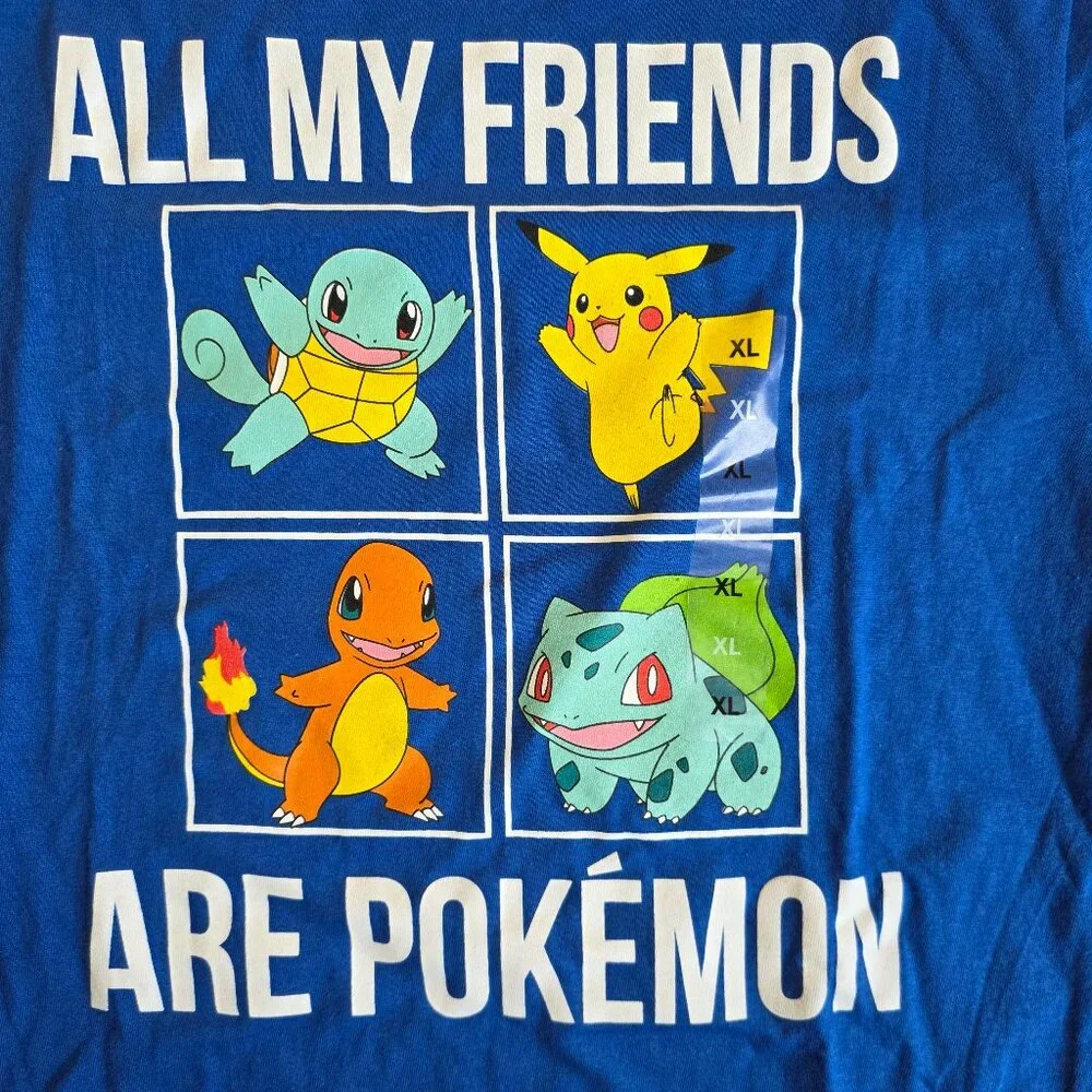POKEMON Boy's T-Shirt | XL | Starter Pikachu, Bulbasaur, Charmander Squirtle NEW